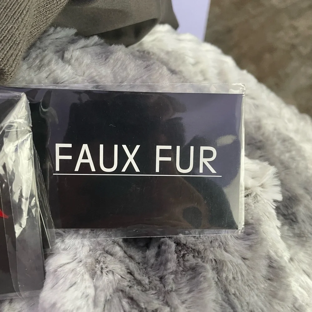 NWT A by Adrienne Landau‎ Faux Fur Reversible Bomber Jacket in Grey Size XS